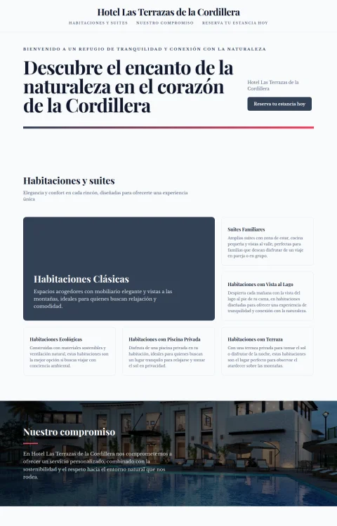 Diseño web Terrazas de la Cordillera para hotel
