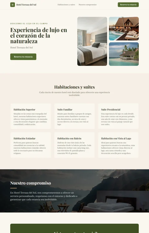 Diseño web Lujo de Campo para hotel