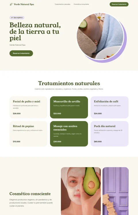 Diseño web Spa Orgánico para belleza