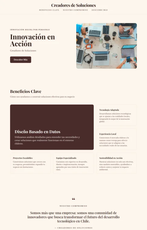 Diseño web Soluciones en Acción para landing
