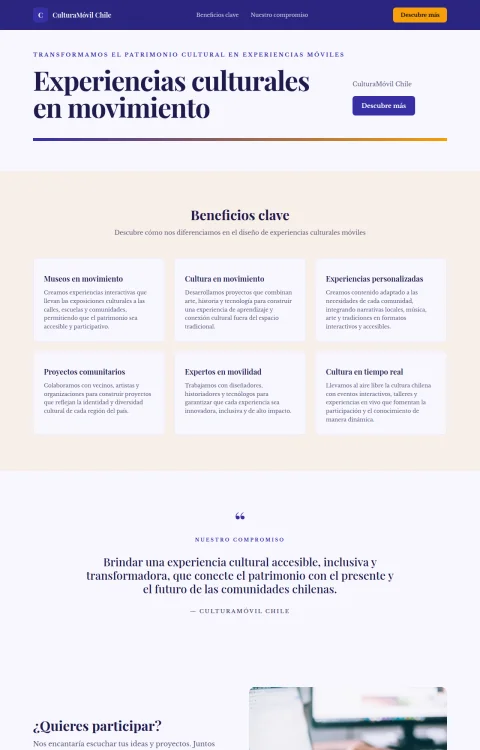 Diseño web Cultura Móvil para landing
