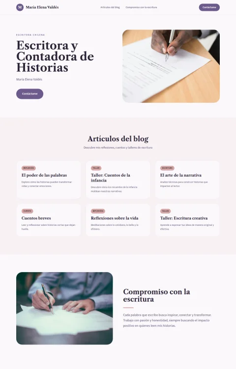 Diseño web Escritora Chilena para blog