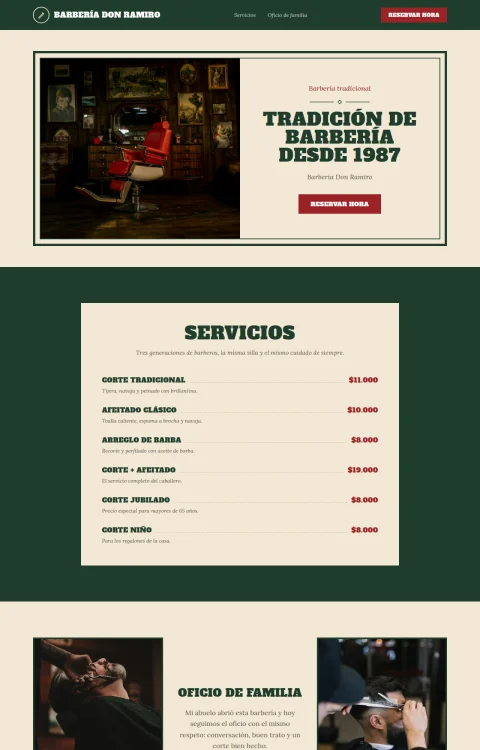 Diseño web Barbería de Tradición para belleza