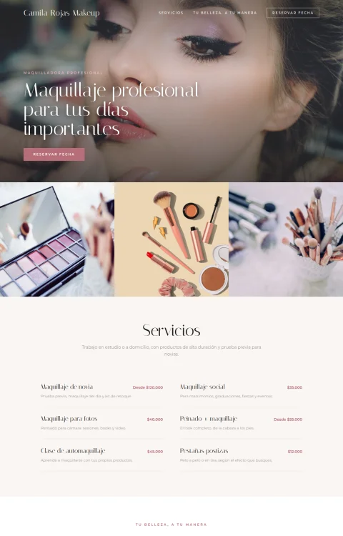 Diseño web Maquillaje Pro para belleza