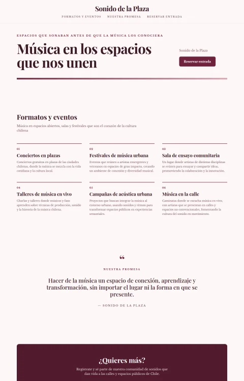Diseño web Música en la Plaza para musica