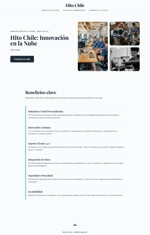 Diseño web Hito en la Nube para landing