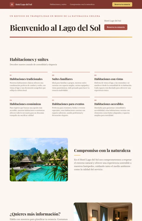 Diseño web Refugio del Lago para hotel