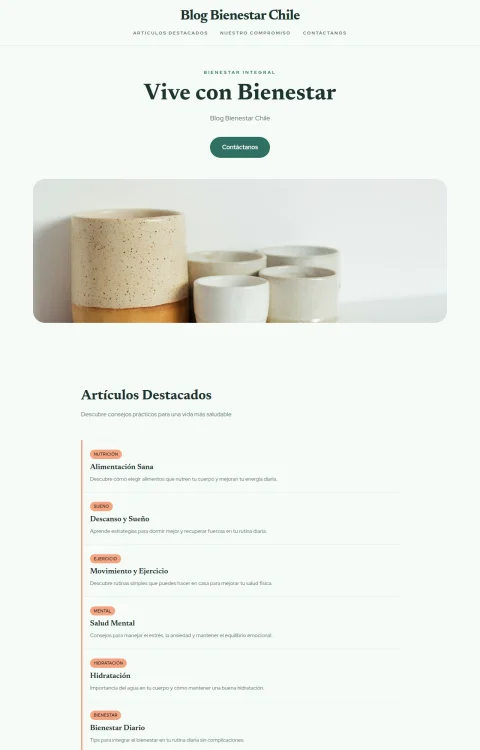 Diseño web Vida en Bienestar para blog
