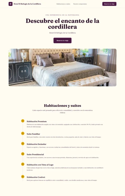 Diseño web Refugio de Montaña para hotel