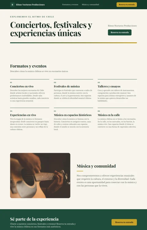 Diseño web Ritmo Nocturno para musica