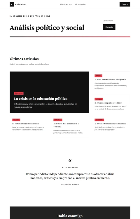 Diseño web Análisis y Opinión para blog