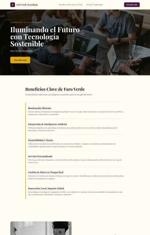 Diseño web Tecnología Verde para landing
