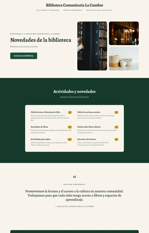Diseño web Biblioteca Comunitaria para blog