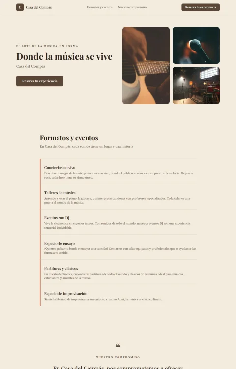 Diseño web Casa del Compás para musica