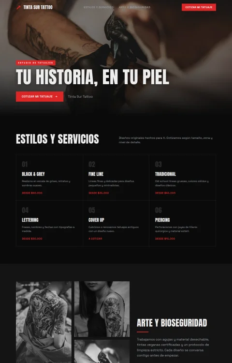 Diseño web Tinta y Piel para belleza