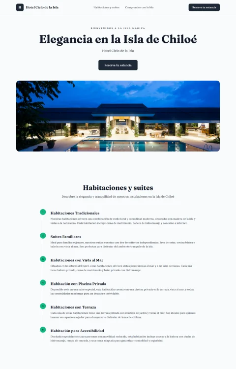 Diseño web Encanto de Chiloé para hotel