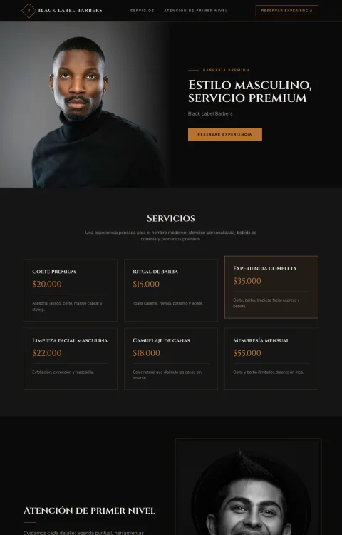 Diseño web Barber Premium para belleza