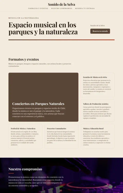 Diseño web Música en la Naturaleza para musica