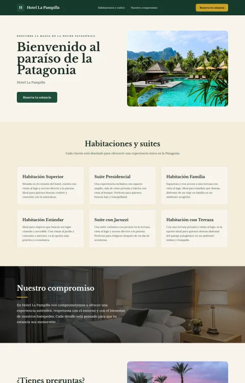 Diseño web Noche Patagónica para hotel