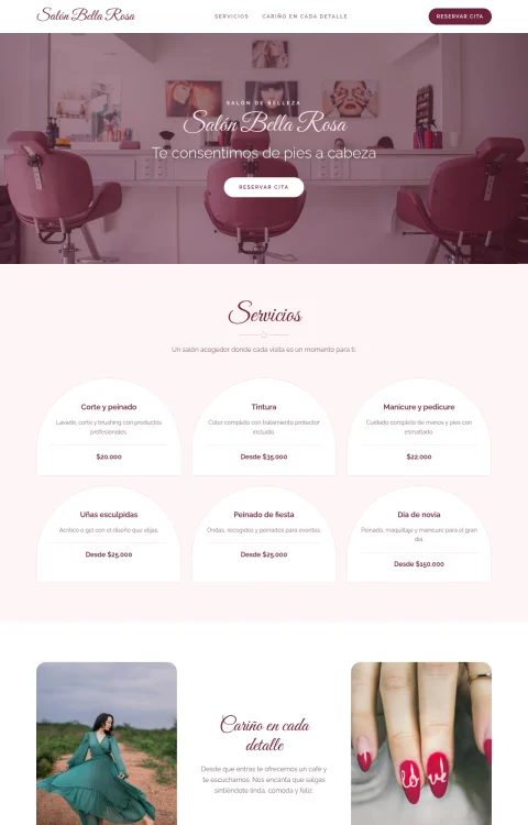 Diseño web Bella Rosa para belleza