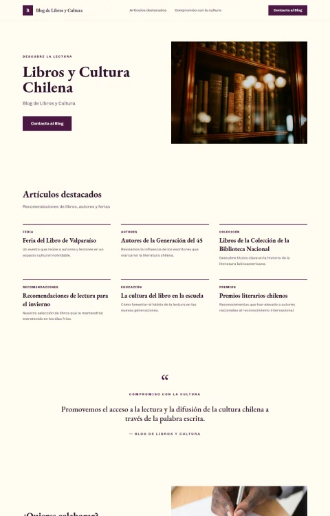 Diseño web Libros y Cultura para blog