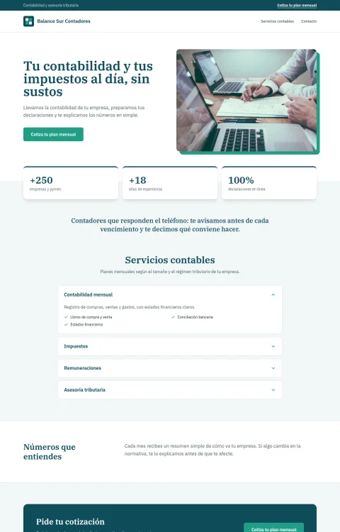 Diseño web Cuentas Claras para consultores