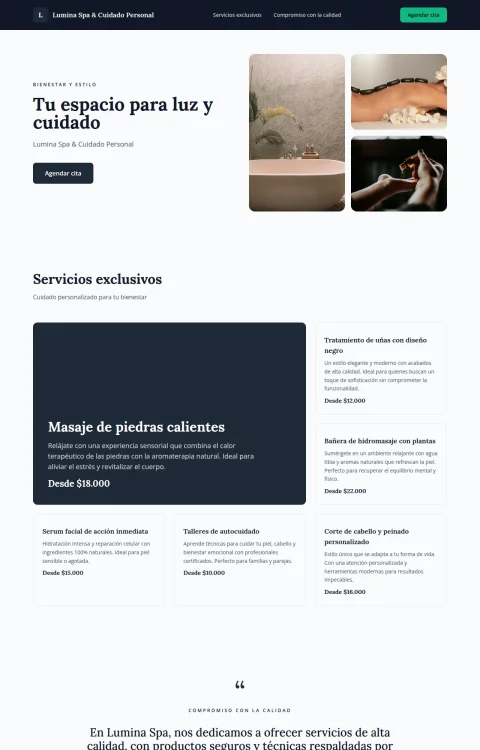 Diseño web Spa Luminoso para belleza