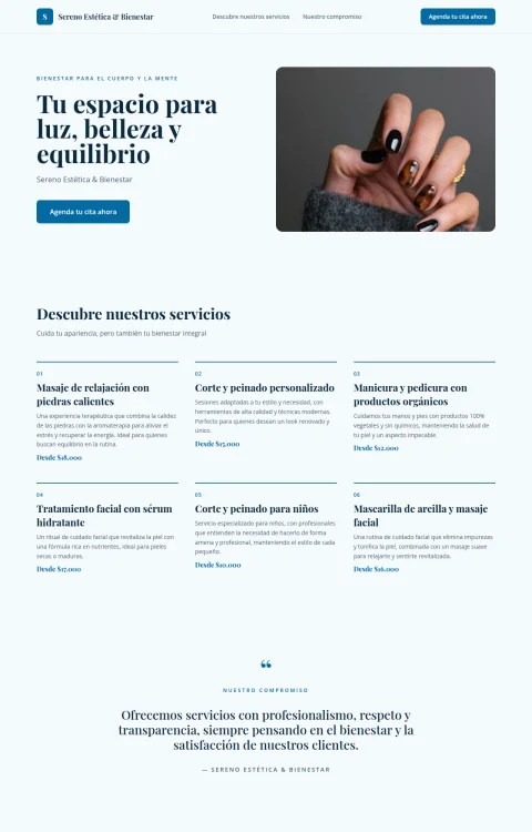 Diseño web Calma Estética para belleza