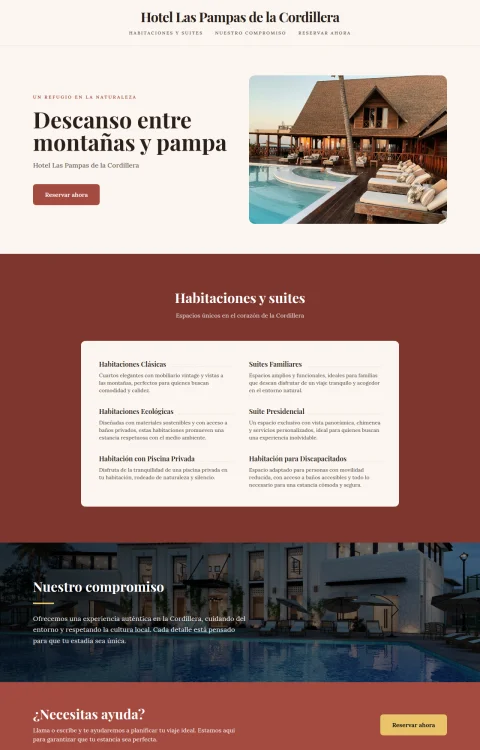 Diseño web Pampa Andina para hotel