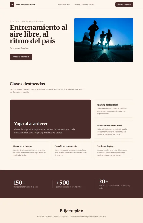 Diseño web Ruta al Aire Libre para fitness