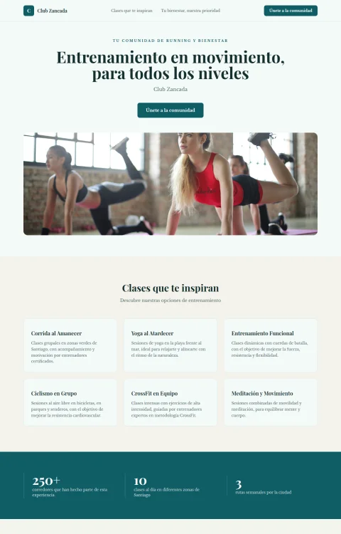 Diseño web Zancada Urbana para fitness