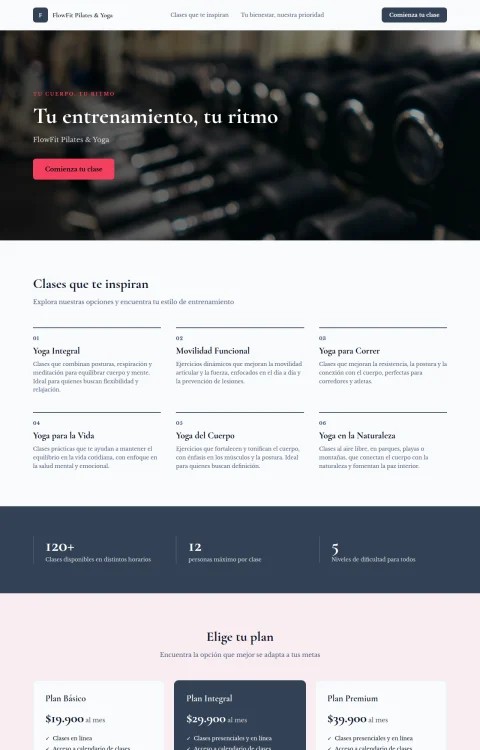 Diseño web Flujo Pilates para fitness