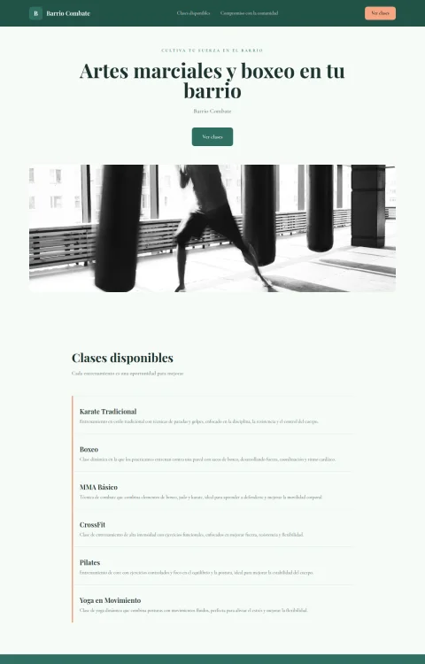 Diseño web Combate de Barrio para tu gimnasio
