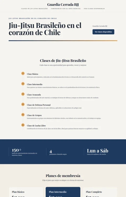 Diseño web Guardia BJJ para fitness