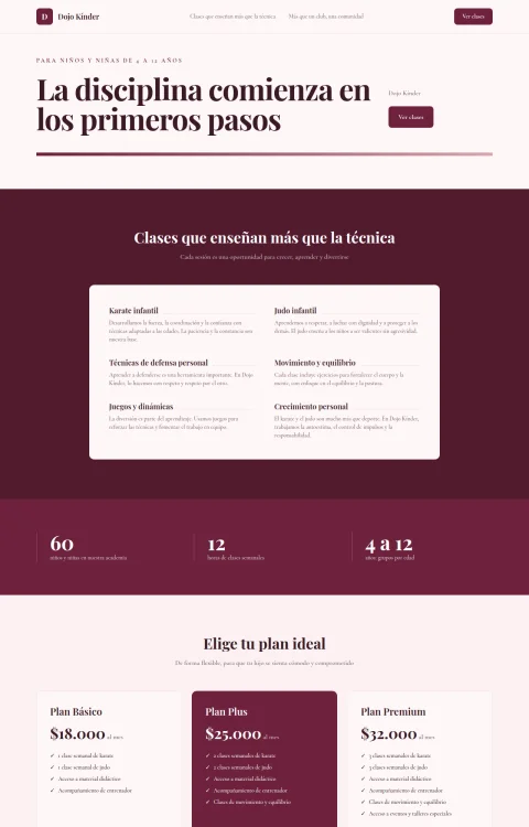 Diseño web Pequeños Guerreros para fitness
