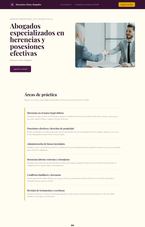 Diseño web Herencia Ordenada para legal