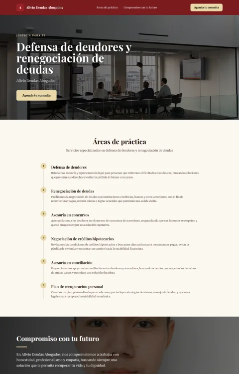 Diseño web Deuda Bajo Control para legal