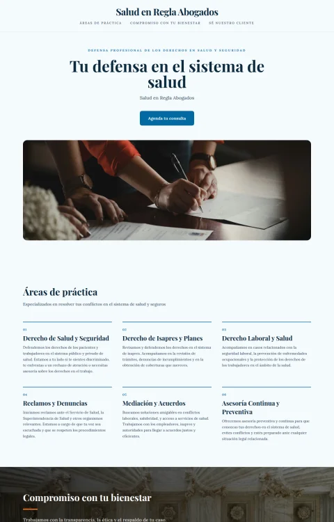 Diseño web Salud en Regla para legal