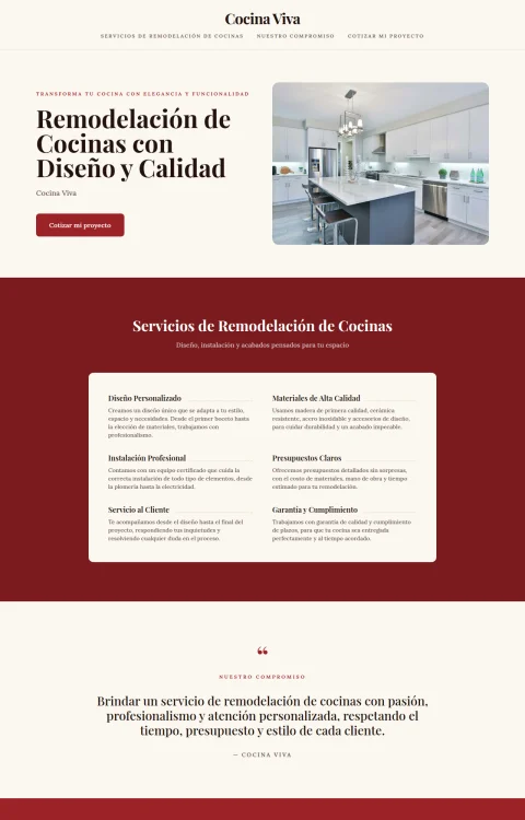 Diseño web Cocina Viva para construccion