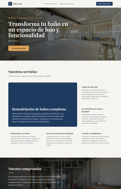 Diseño web Baño Nuevo para construccion