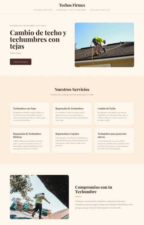 Diseño web Techos Firmes para construccion