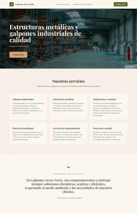 Diseño web Galpones Acero Norte para construccion