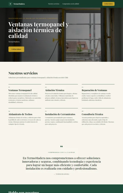 Diseño web TermoMadera para construccion