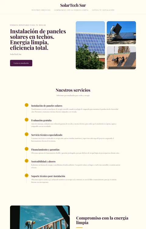 Diseño web SolarTech Sur para construccion