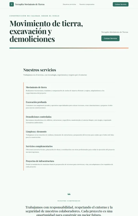 Diseño web Terraplén Movimiento de Tierras para construccion