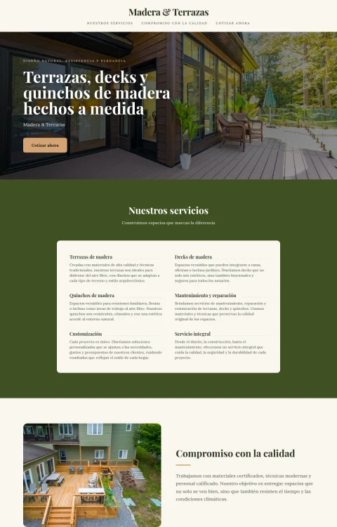 Diseño web Madera & Terrazas para construccion