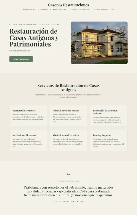 Diseño web Casonas Restauraciones para construccion