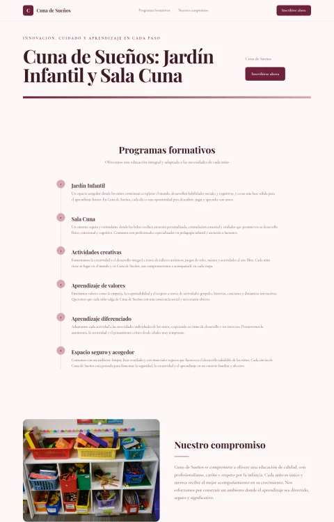 Diseño web Cuna de Sueños para edu