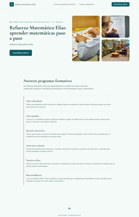 Diseño web Refuerzo Matemático Elías para edu