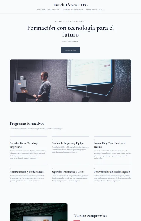 Diseño web Escuela Técnica OTEC para edu